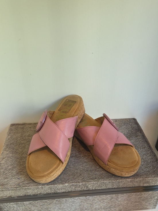 Hush Puppies Shoes - HUSH PUPPIES Women's Pink Crisscross Platform Mule SLIDES